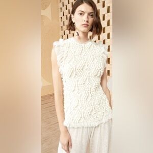 Ulla Johnson Joelle Dress - Pristine (S) Cream Textured Drop Waist Midi Dress